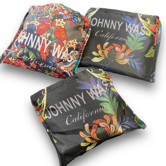 JOHNNY WAS Cruise Travel Beach Pool Floral Print Foldable Nylon Bag 5x5” NWOT - Picture 15 of 16